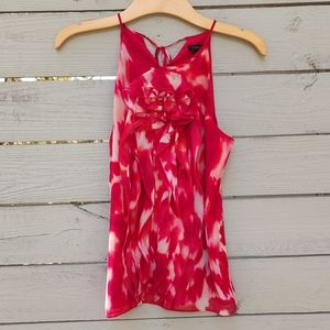 Ann Taylor Silk Tie Dye Ruffled Blouse